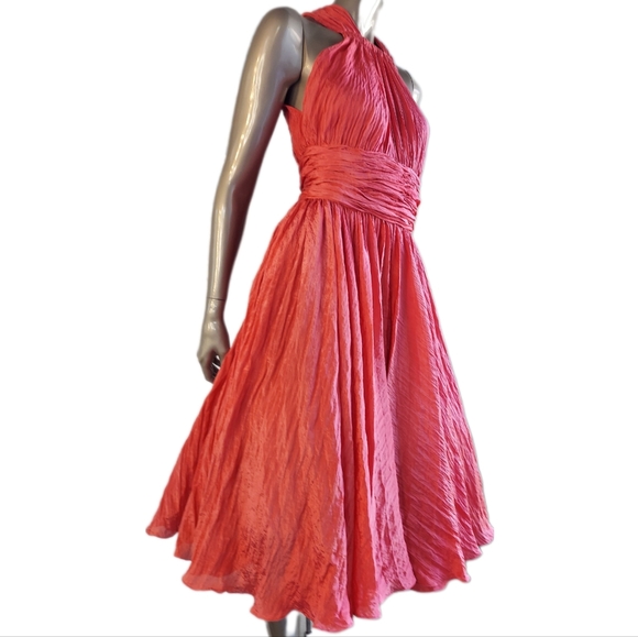 *$4,400 OSCAR DE LA RENTA SILK LINED RED RUNWAY DRESS US 10 - Picture 3 of 11